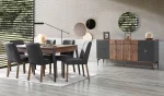 Konsol + Açılı yemek masası + 6 sandalye