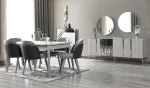 Konsol + Açılı yemek masası + 6 sandalye