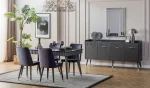 Konsol + Açılı yemek masası + 6 sandalye