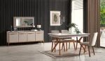 Konsol + Açılı yemek masası + 6 sandalye
