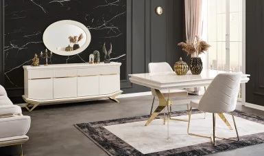 Clara Ecru Gold Dining Room
